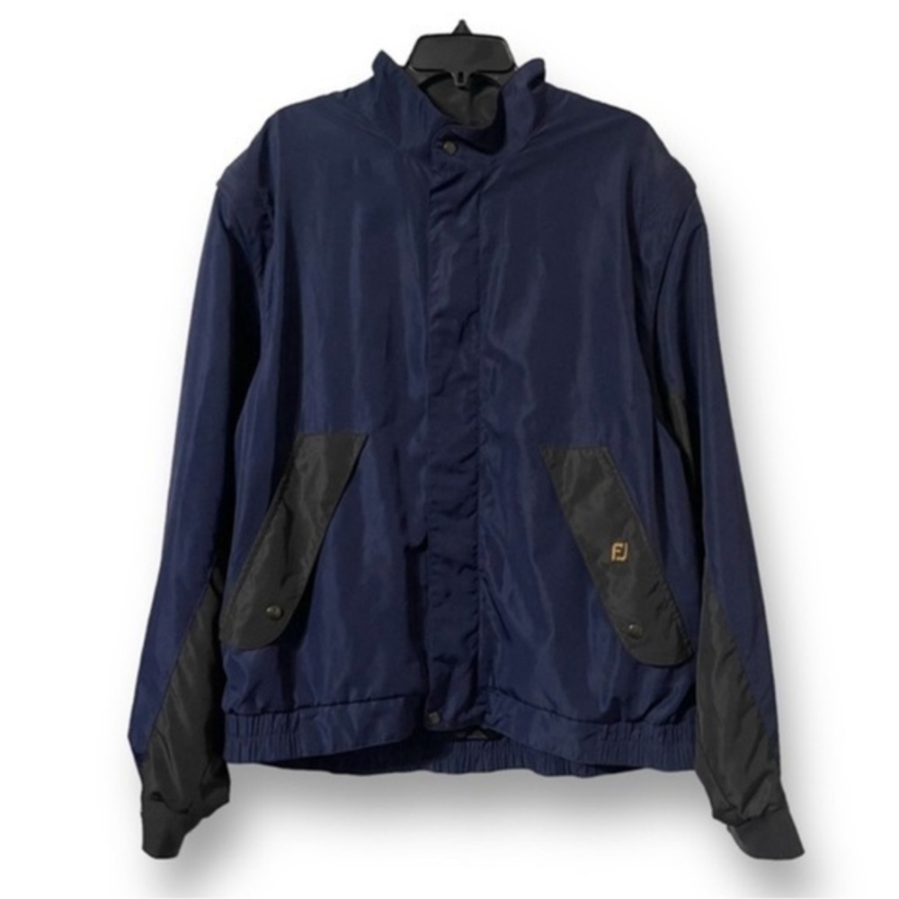Footjoy Dryjoys Golf Jacket Full Zip Detachable Sleeves Size Large Navy Blue